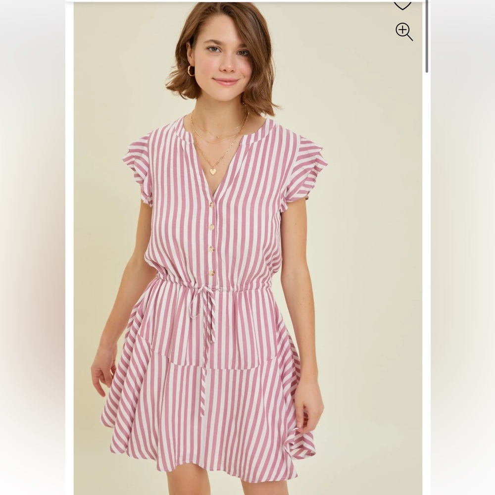 NWT Heyson Berry Button-Down Stripe Flare Dress With Lining Size 1X